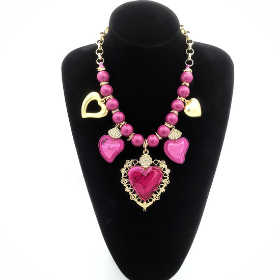 Collana girocollo in acciaio con rosa rossa - silviacreationsandco